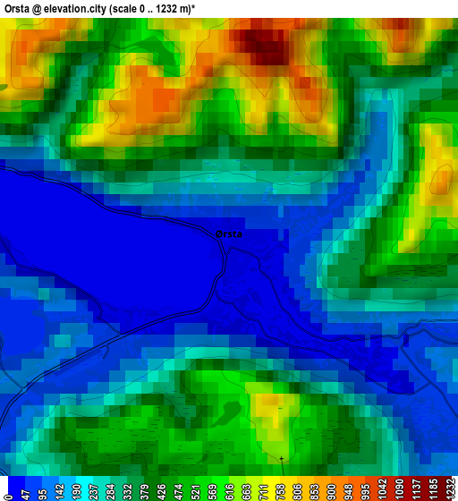 Zoom OUT 2x Ørsta, Norway elevation map