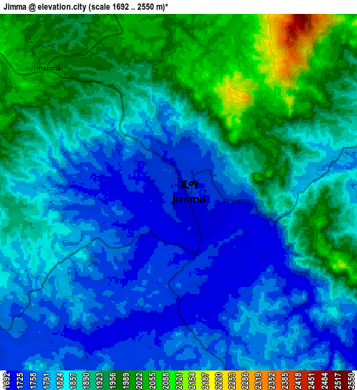 Zoom OUT 2x Jimma, Ethiopia elevation map
