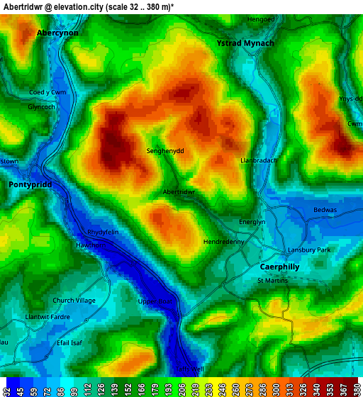 Zoom OUT 2x Abertridwr, United Kingdom elevation map