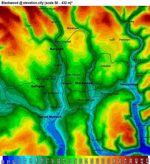 Zoom OUT 2x Blackwood, United Kingdom elevation map