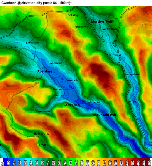 Zoom OUT 2x Cwmbach, United Kingdom elevation map