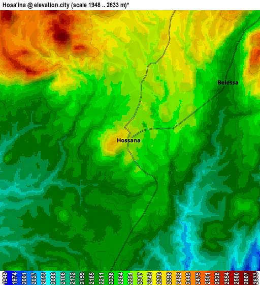 Zoom OUT 2x Hosa’ina, Ethiopia elevation map
