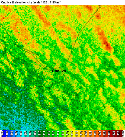 Zoom OUT 2x Ondjiva, Angola elevation map