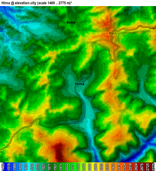 Zoom OUT 2x Hīrna, Ethiopia elevation map