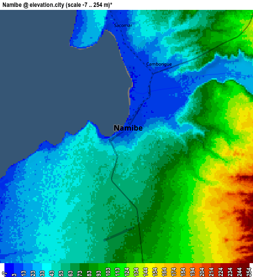 Zoom OUT 2x Namibe, Angola elevation map