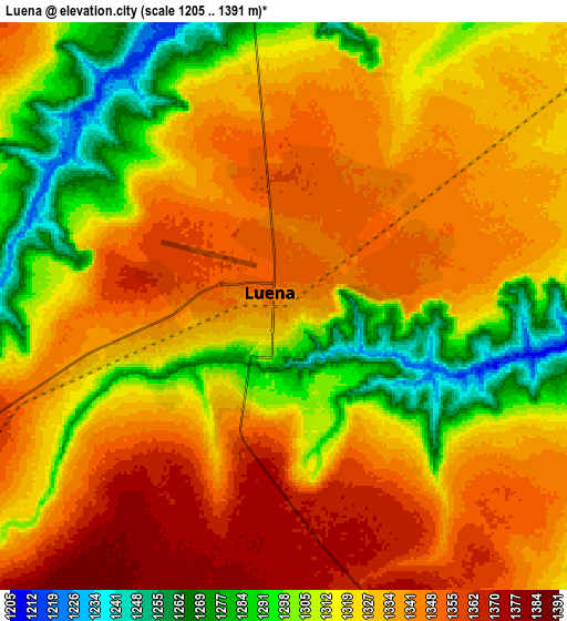 Zoom OUT 2x Luena, Angola elevation map