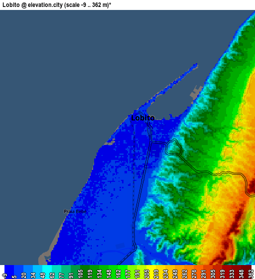 Zoom OUT 2x Lobito, Angola elevation map