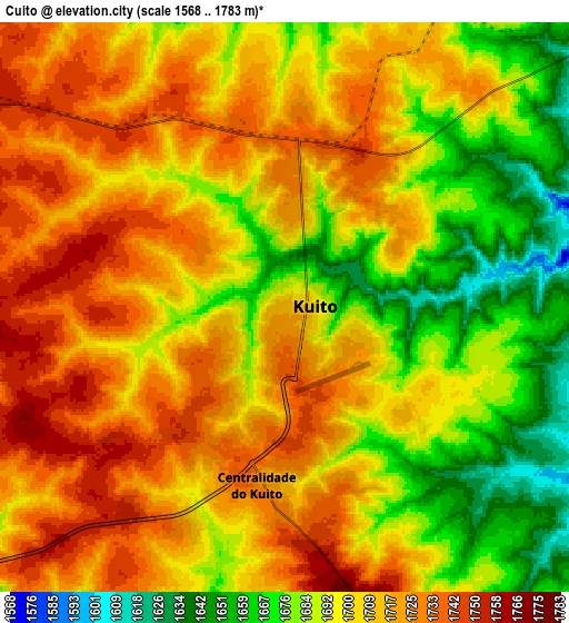 Zoom OUT 2x Cuito, Angola elevation map