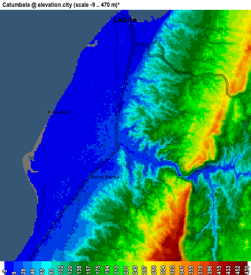 Zoom OUT 2x Catumbela, Angola elevation map