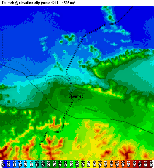 Zoom OUT 2x Tsumeb, Namibia elevation map