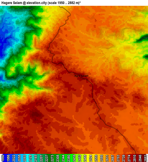 Zoom OUT 2x Hāgere Selam, Ethiopia elevation map