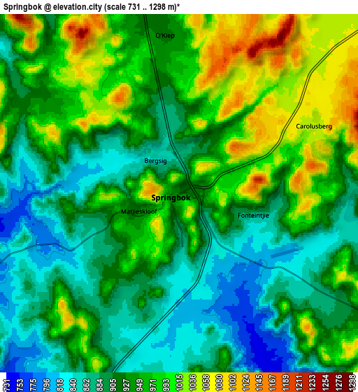 Zoom OUT 2x Springbok, South Africa elevation map