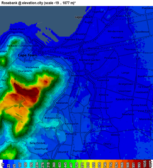 Zoom OUT 2x Rosebank, South Africa elevation map