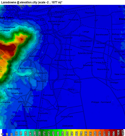 Zoom OUT 2x Lansdowne, South Africa elevation map