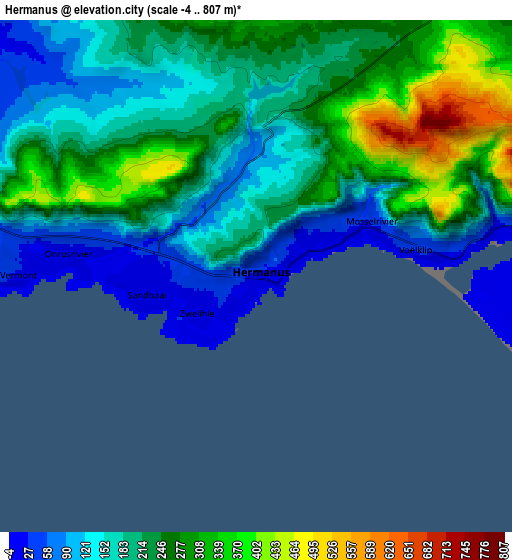 Zoom OUT 2x Hermanus, South Africa elevation map
