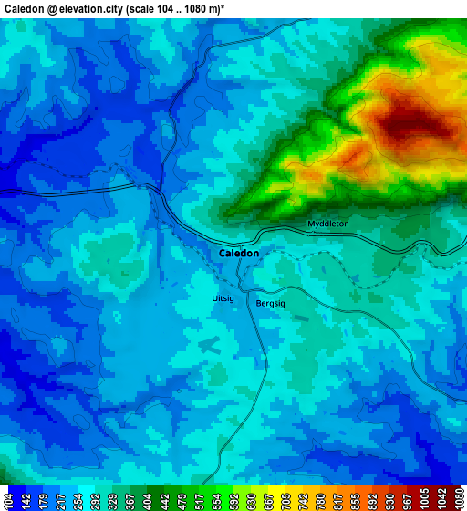 Zoom OUT 2x Caledon, South Africa elevation map