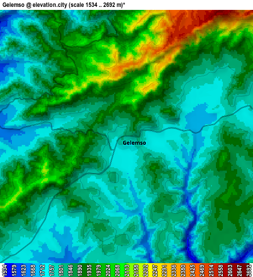 Zoom OUT 2x Gelemso, Ethiopia elevation map