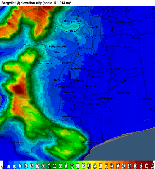 Zoom OUT 2x Bergvliet, South Africa elevation map