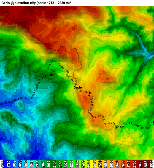 Zoom OUT 2x Gēdo, Ethiopia elevation map
