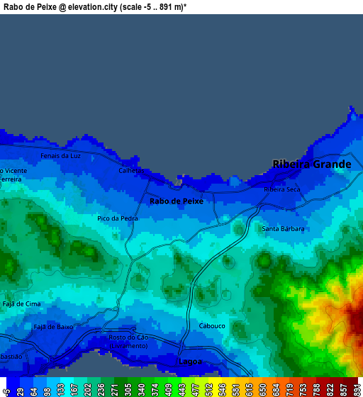 Zoom OUT 2x Rabo de Peixe, Portugal elevation map