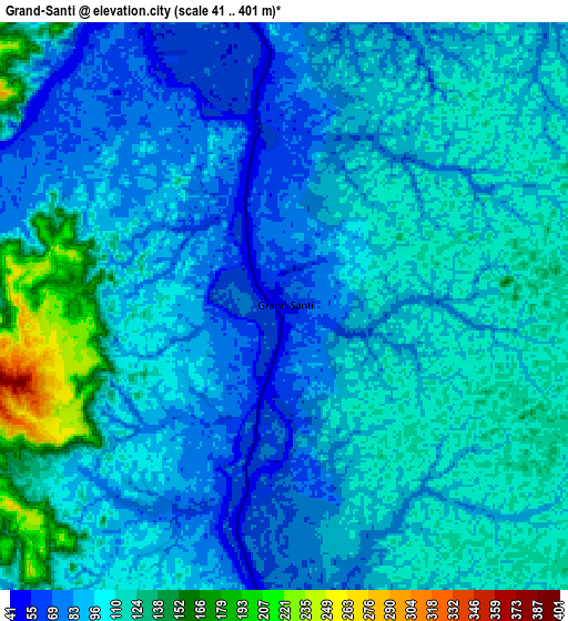 Zoom OUT 2x Grand-Santi, French Guiana elevation map
