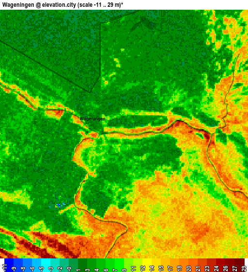 Zoom OUT 2x Wageningen, Suriname elevation map