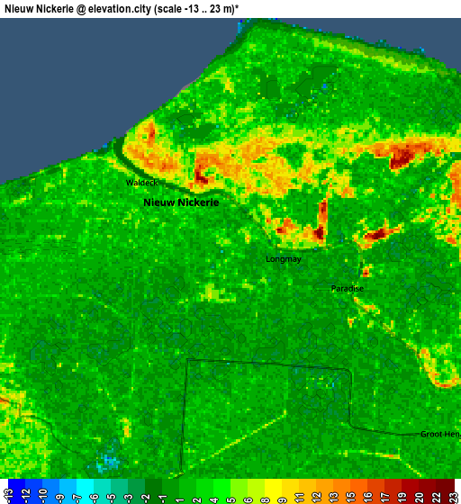 Zoom OUT 2x Nieuw Nickerie, Suriname elevation map