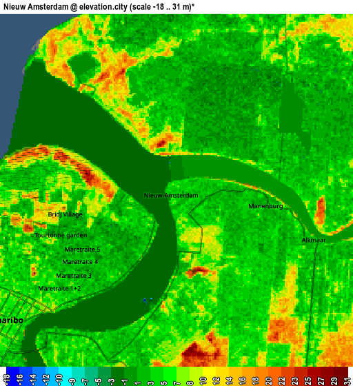 Zoom OUT 2x Nieuw Amsterdam, Suriname elevation map