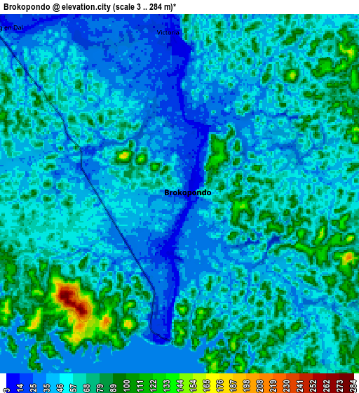 Zoom OUT 2x Brokopondo, Suriname elevation map