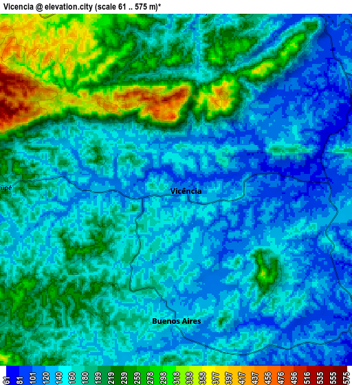 Zoom OUT 2x Vicência, Brazil elevation map