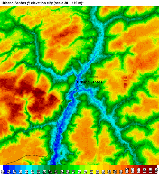 Zoom OUT 2x Urbano Santos, Brazil elevation map