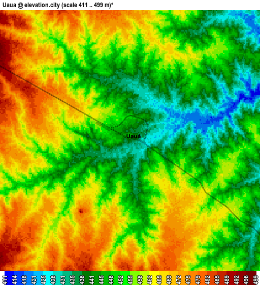 Zoom OUT 2x Uauá, Brazil elevation map