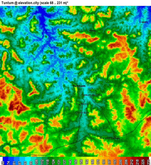 Zoom OUT 2x Tuntum, Brazil elevation map