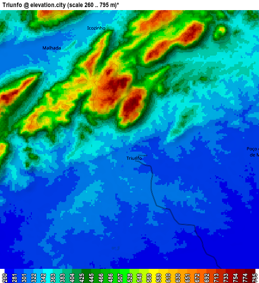 Zoom OUT 2x Triunfo, Brazil elevation map