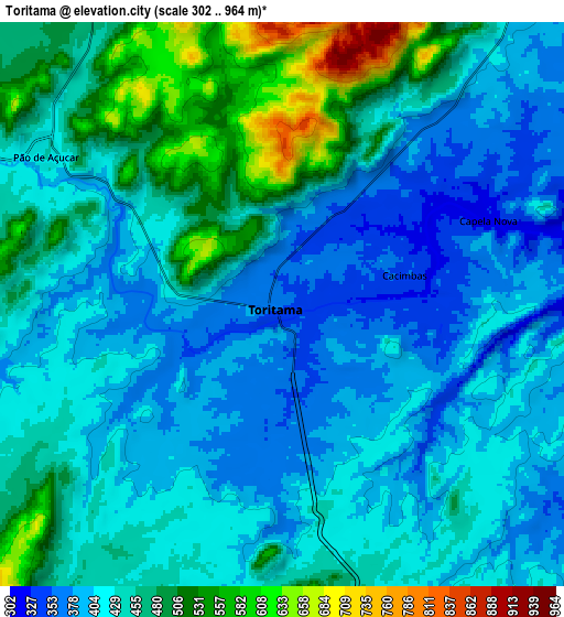 Zoom OUT 2x Toritama, Brazil elevation map