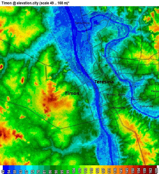 Zoom OUT 2x Timon, Brazil elevation map