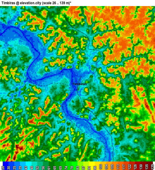 Zoom OUT 2x Timbiras, Brazil elevation map