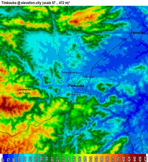 Zoom OUT 2x Timbaúba, Brazil elevation map