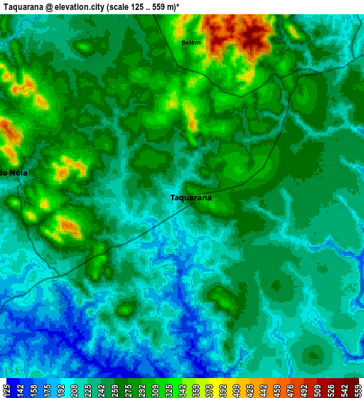 Zoom OUT 2x Taquarana, Brazil elevation map