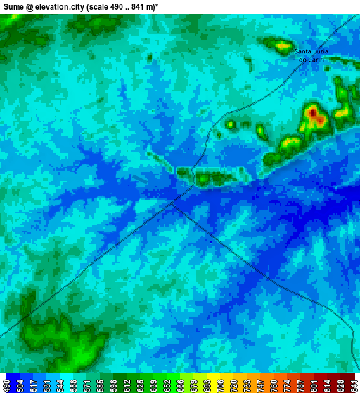 Zoom OUT 2x Sumé, Brazil elevation map