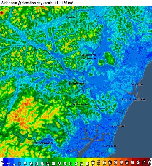 Zoom OUT 2x Sirinhaém, Brazil elevation map