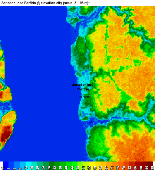 Zoom OUT 2x Senador José Porfírio, Brazil elevation map
