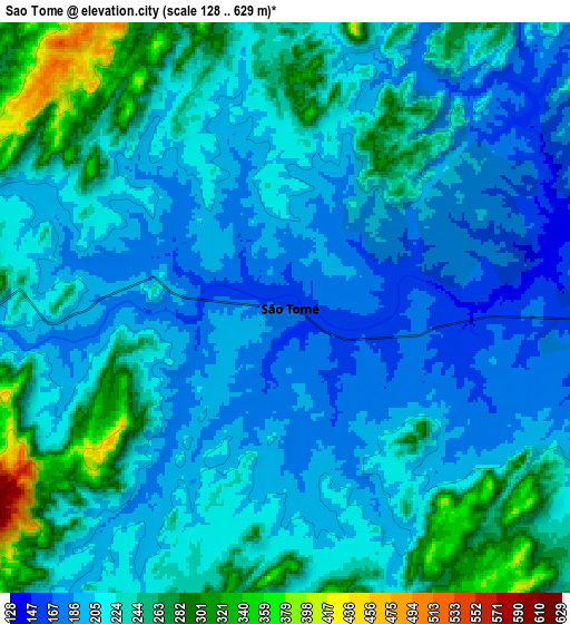 Zoom OUT 2x São Tomé, Brazil elevation map