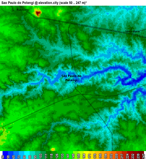 Zoom OUT 2x São Paulo do Potengi, Brazil elevation map