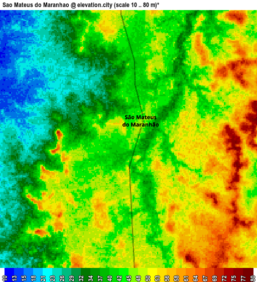 Zoom OUT 2x São Mateus do Maranhão, Brazil elevation map