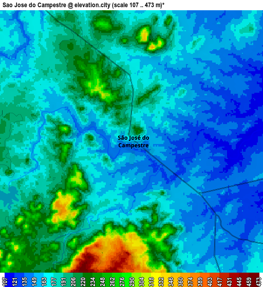 Zoom OUT 2x São José do Campestre, Brazil elevation map