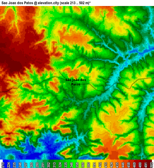 Zoom OUT 2x São João dos Patos, Brazil elevation map