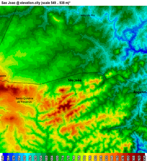 Zoom OUT 2x São João, Brazil elevation map