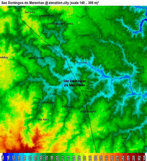 Zoom OUT 2x São Domingos do Maranhão, Brazil elevation map