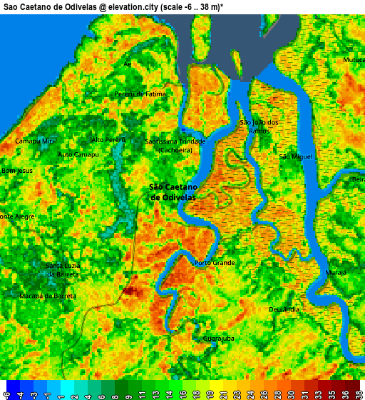 Zoom OUT 2x São Caetano de Odivelas, Brazil elevation map